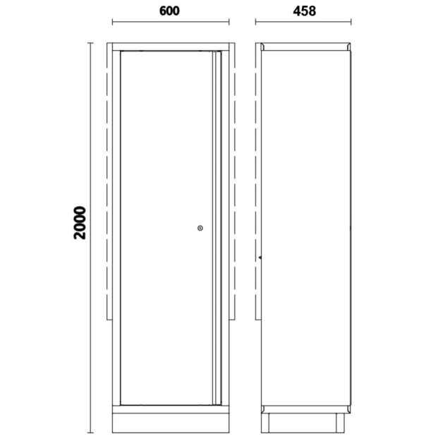 C45PRO AS1 Egyajtós lemez szerszámszekrény C45PRO műhelyberendezés összeállításhoz, konzolos